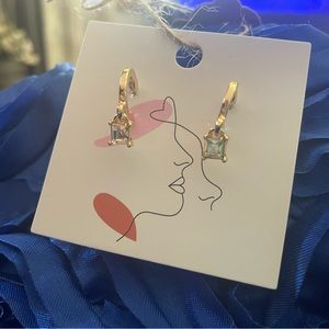 Gold tone sparkle hoop studs